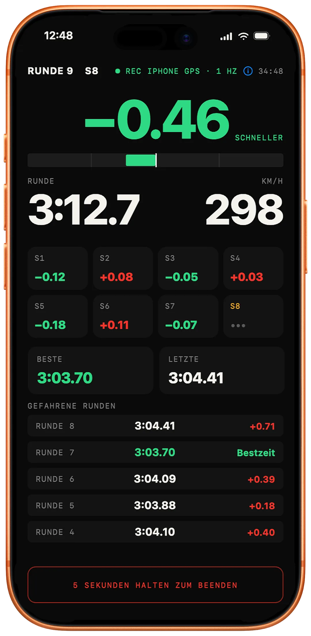 Rundenmodus mit Live-Delta